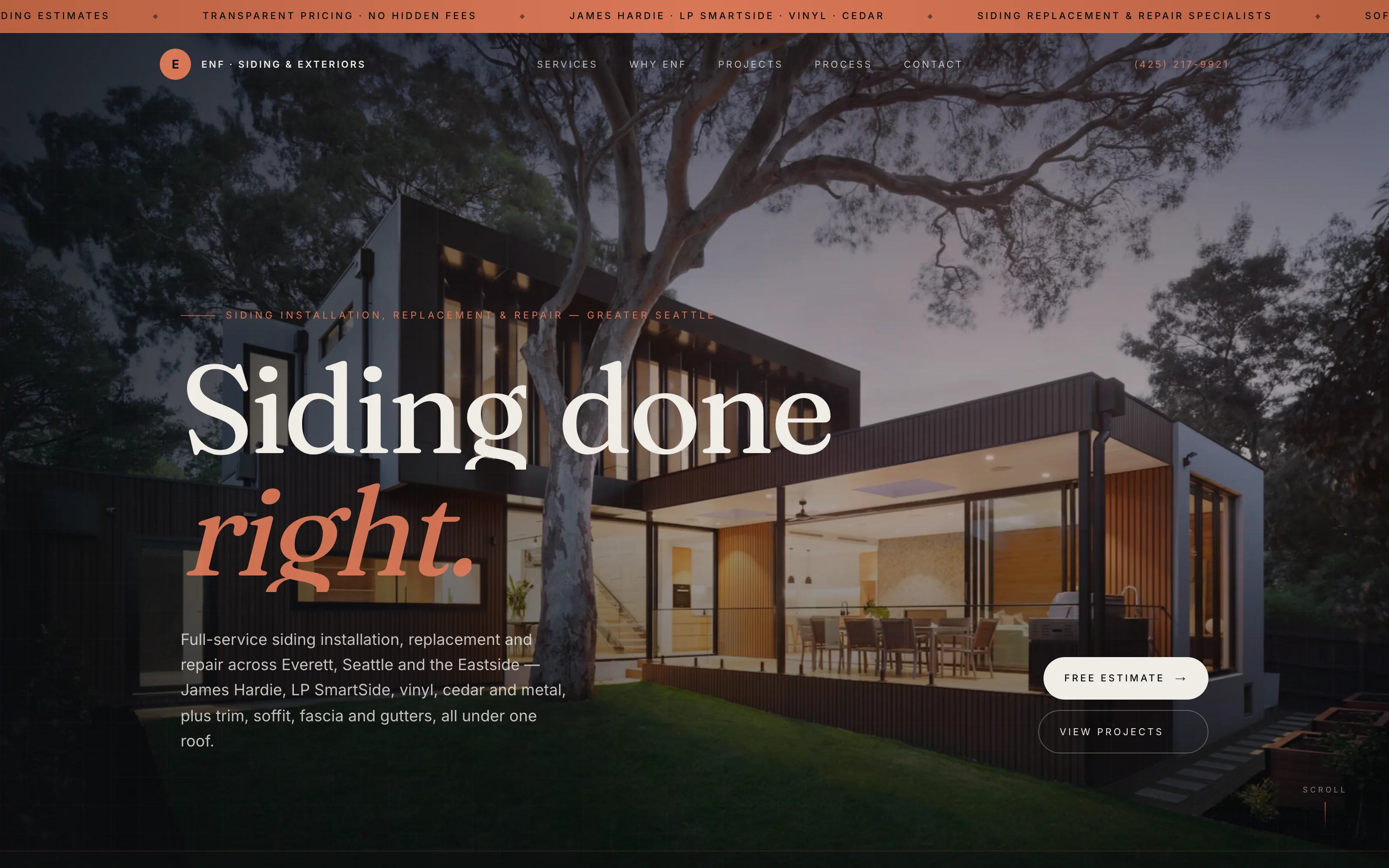 ENF Siding & Exteriors — website by Full Blast